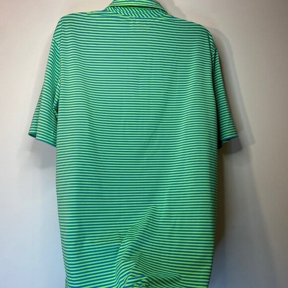 Vineyard Vines Men's Green / Blue Striped Performance Polo Shirt - Size Large - Picture 3 of 4